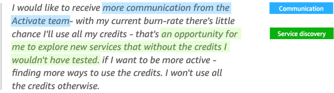 Tagging system used to analyze startup interview notes