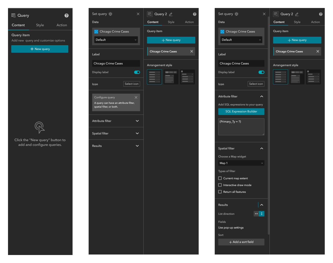 Query widget configuration with inline guidance