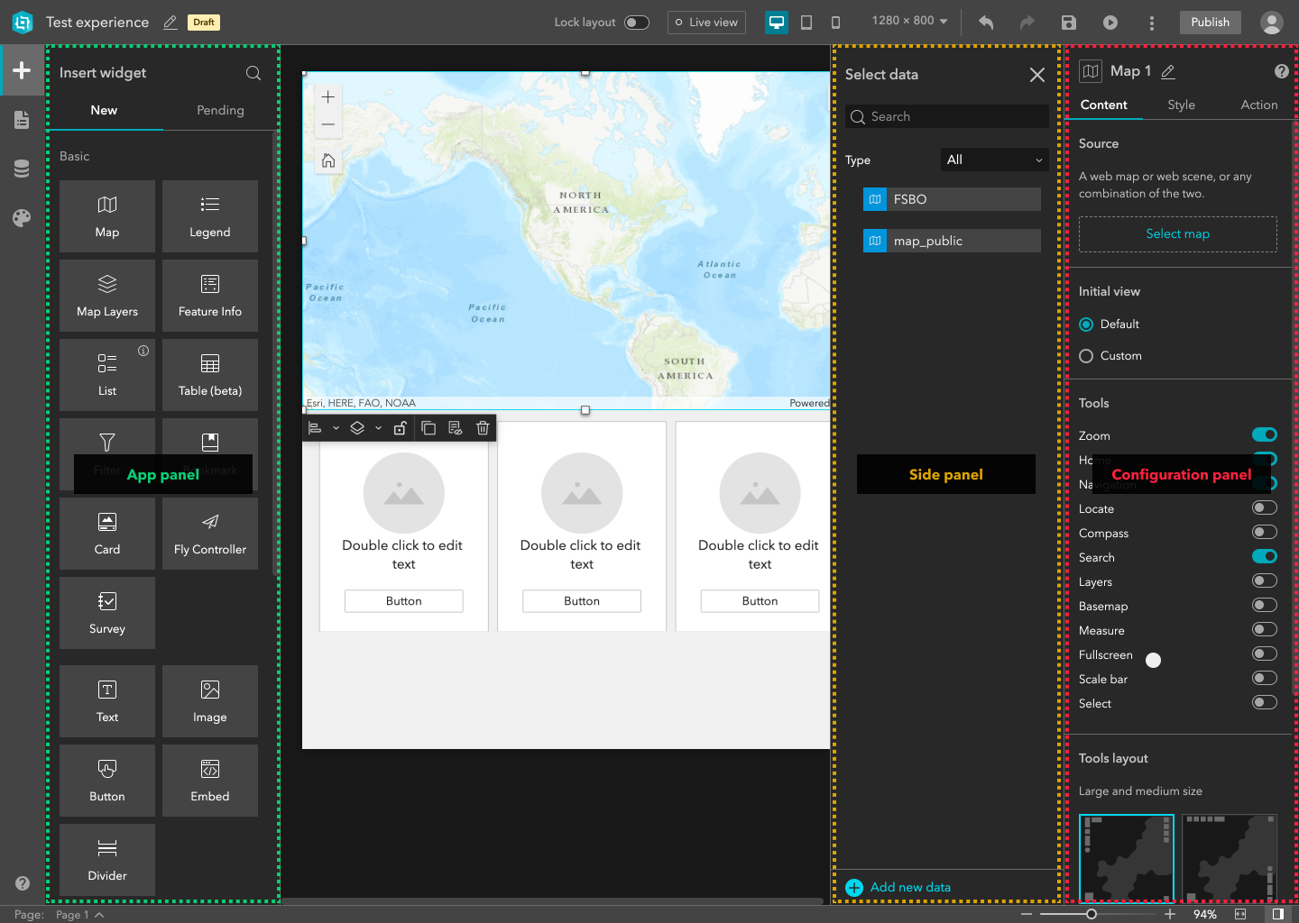 Side panel pattern in ArcGIS Experience Builder